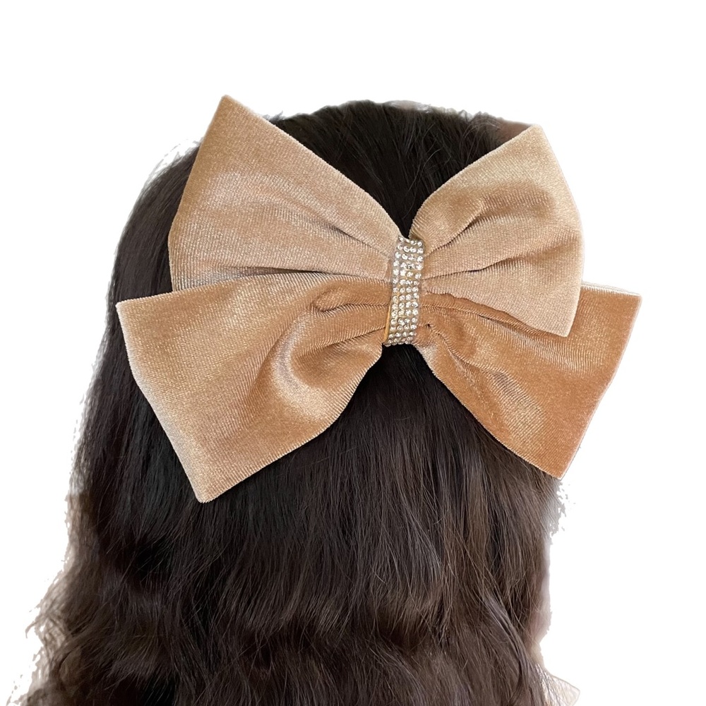 Penelope Velveteen Bow - light Tan